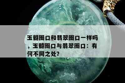 玉髓圈口和翡翠圈口一样吗，玉髓圈口与翡翠圈口：有何不同之处？