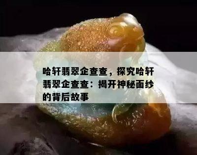 哈轩翡翠企查查，探究哈轩翡翠企查查：揭开神秘面纱的背后故事