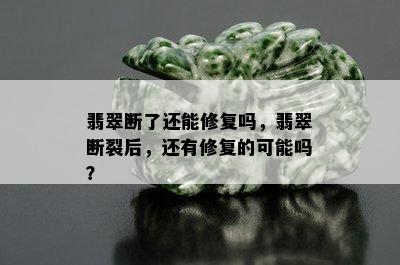 翡翠断了还能修复吗，翡翠断裂后，还有修复的可能吗？