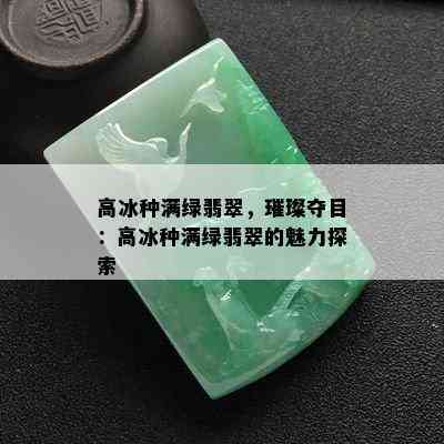 高冰种满绿翡翠，璀璨夺目：高冰种满绿翡翠的魅力探索