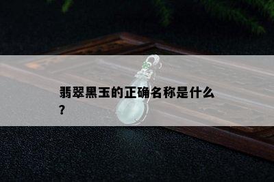 翡翠黑玉的正确名称是什么？