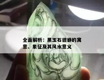 全面解析：黑玉石貔貅的寓意、象征及其风水意义