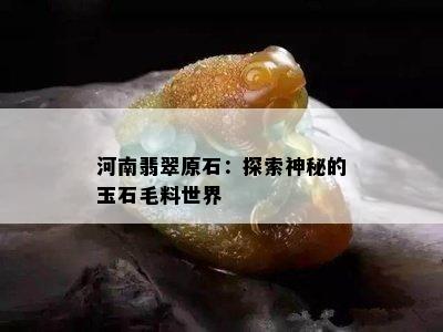 河南翡翠原石：探索神秘的玉石毛料世界