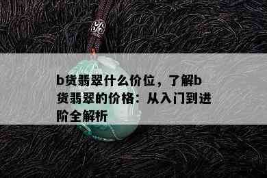 b货翡翠什么价位，了解b货翡翠的价格：从入门到进阶全解析