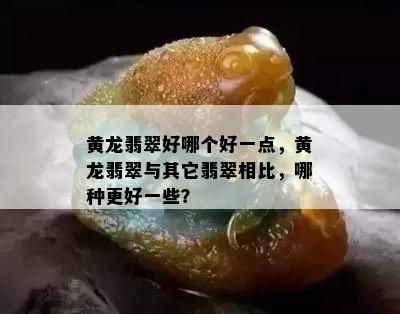 黄龙翡翠好哪个好一点，黄龙翡翠与其它翡翠相比，哪种更好一些？