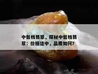 中低档翡翠，探秘中低档翡翠：价格适中，品质如何？