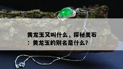 黄龙玉又叫什么，探秘美石：黄龙玉的别名是什么？