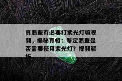 真翡翠有必要打紫光灯嘛视频，揭秘真相：鉴定翡翠是否需要使用紫光灯？视频解析