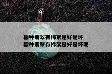 糯种翡翠有棉絮是好是坏-糯种翡翠有棉絮是好是坏呢