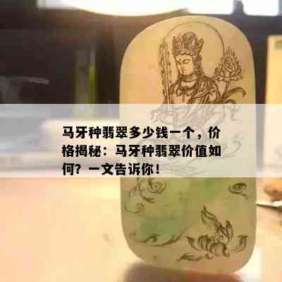 马牙种翡翠多少钱一个，价格揭秘：马牙种翡翠价值如何？一文告诉你！