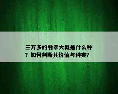 三万多的翡翠大概是什么种？如何判断其价值与种类？