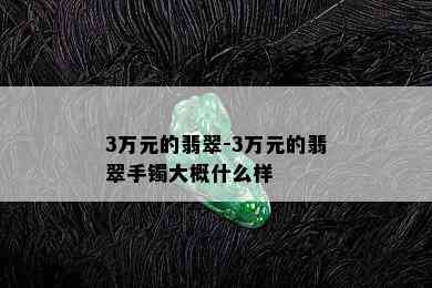 3万元的翡翠-3万元的翡翠手镯大概什么样