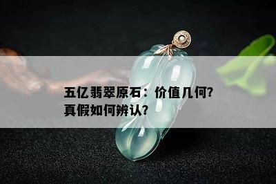 五亿翡翠原石：价值几何？真假如何辨认？