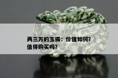 两三万的玉镯：价值如何？值得购买吗？