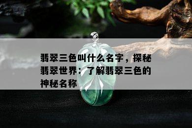 翡翠三色叫什么名字，探秘翡翠世界：了解翡翠三色的神秘名称