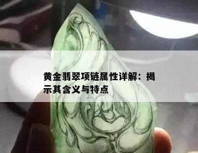 黄金翡翠项链属性详解：揭示其含义与特点