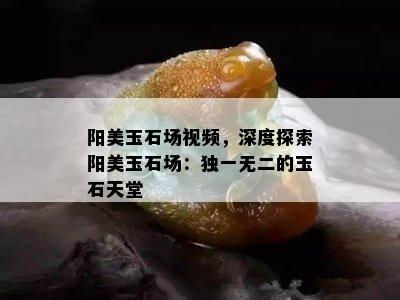 阳美玉石场视频，深度探索阳美玉石场：独一无二的玉石天堂