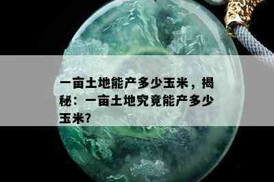 一亩土地能产多少玉米，揭秘：一亩土地究竟能产多少玉米？