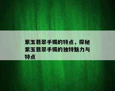 紫玉翡翠手镯的特点，探秘紫玉翡翠手镯的独特魅力与特点