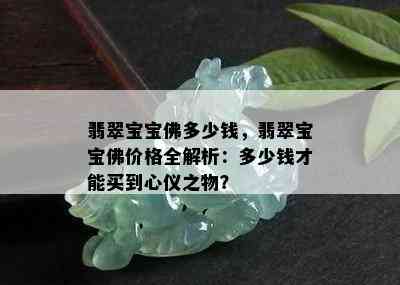 翡翠宝宝佛多少钱，翡翠宝宝佛价格全解析：多少钱才能买到心仪之物？