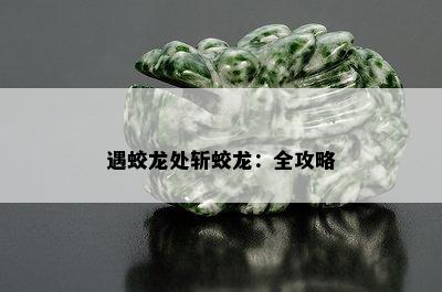 遇蛟龙处斩蛟龙：全攻略