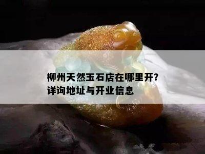 柳州天然玉石店在哪里开？详询地址与开业信息