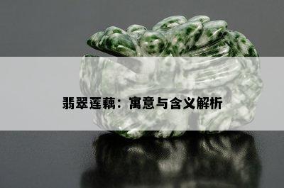 翡翠莲藕：寓意与含义解析