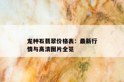 龙种石翡翠价格表：最新行情与高清图片全览