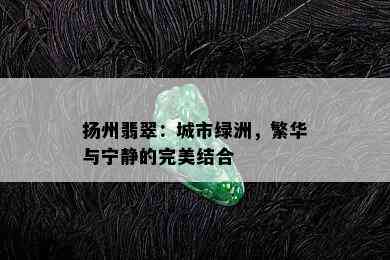 扬州翡翠：城市绿洲，繁华与宁静的完美结合