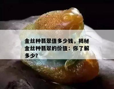 金丝种翡翠值多少钱，揭秘金丝种翡翠的价值：你了解多少？