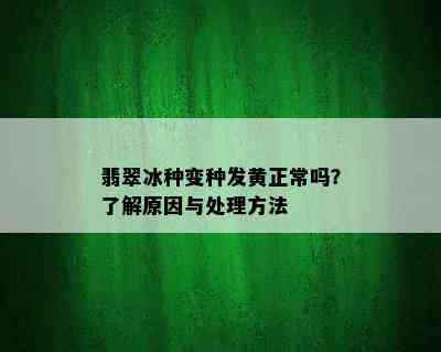 翡翠冰种变种发黄正常吗？了解原因与处理方法