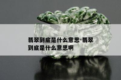 翡翠到底是什么意思-翡翠到底是什么意思啊