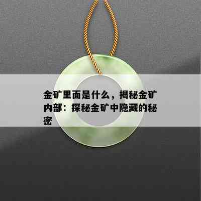 金矿里面是什么，揭秘金矿内部：探秘金矿中隐藏的秘密