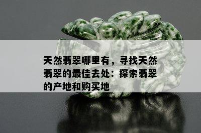 天然翡翠哪里有，寻找天然翡翠的更佳去处：探索翡翠的产地和购买地