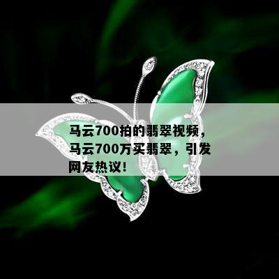 马云700拍的翡翠视频，马云700万买翡翠，引发网友热议！