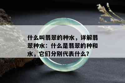 什么叫翡翠的种水，详解翡翠种水：什么是翡翠的种和水，它们分别代表什么？