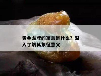 黄金龙牌的寓意是什么？深入了解其象征意义