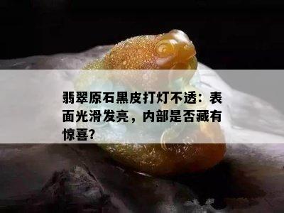 翡翠原石黑皮打灯不透：表面光滑发亮，内部是否藏有惊喜？