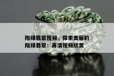 阳绿翡翠视频，探索美丽的阳绿翡翠：高清视频欣赏