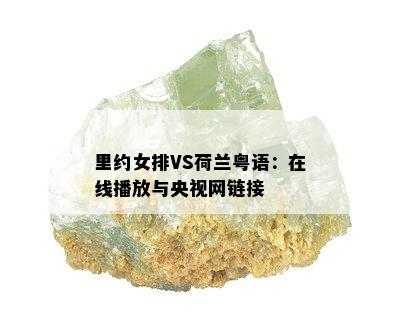 里约女排VS荷兰粤语： *** 与央视网链接