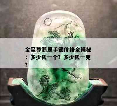 金至尊翡翠手镯价格全揭秘：多少钱一个？多少钱一克？