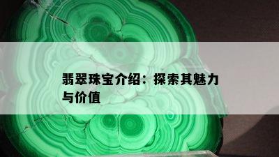 翡翠珠宝介绍：探索其魅力与价值