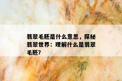 翡翠毛胚是什么意思，探秘翡翠世界：理解什么是翡翠毛胚？