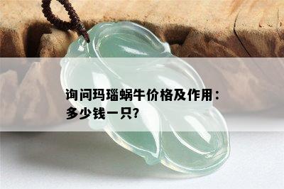 询问玛瑙蜗牛价格及作用：多少钱一只？