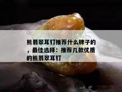 熊翡翠耳钉推荐什么牌子的，更佳选择：推荐几款优质的熊翡翠耳钉