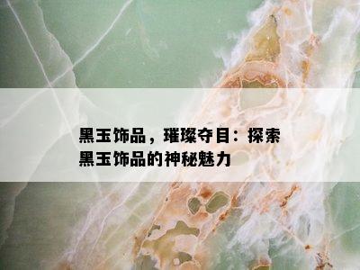 黑玉饰品，璀璨夺目：探索黑玉饰品的神秘魅力