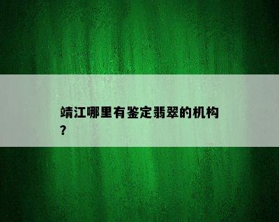 靖江哪里有鉴定翡翠的机构？