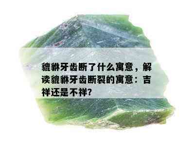 貔貅牙齿断了什么寓意，解读貔貅牙齿断裂的寓意：吉祥还是不祥？