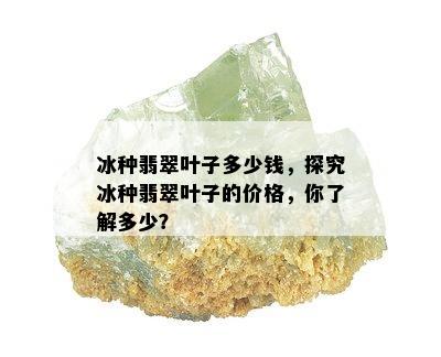 冰种翡翠叶子多少钱，探究冰种翡翠叶子的价格，你了解多少？