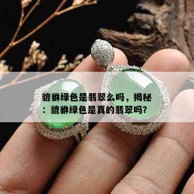 貔貅绿色是翡翠么吗，揭秘：貔貅绿色是真的翡翠吗？